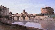 Jean-Baptiste-Camille Corot The Bridge and Castel Sant'Angelo with the Cuploa of St. Peter's France oil painting artist